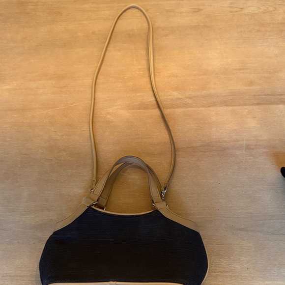 Etienne Aigner Black Linen feel and Tan details Crossbody Bag. Cute little bag! - Picture 4 of 4